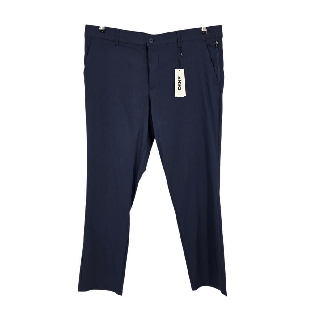 NWT DKNY Magnet Navy Blue Essential Tech Slim Fit Stretch Chino Pants Size 36/30